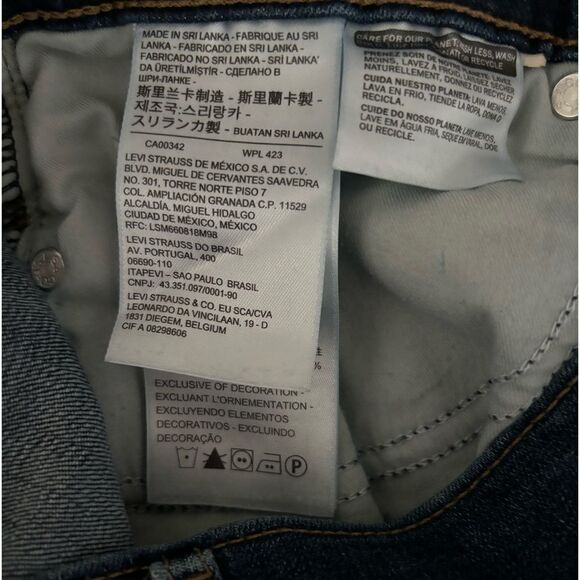 Levi's 311 Shaping Skinny Raw Hem SZ 28 Dark Wash Hand Embroidered Daisy Stretch - Picture 4 of 6